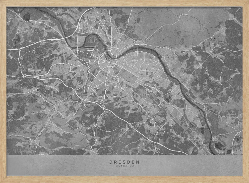 Gray vintage map of Dresden Germany Poster