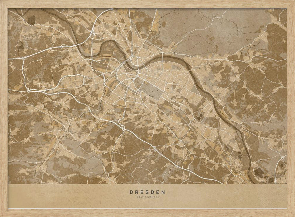 Sepia vintage map of Dresden Germany Poster