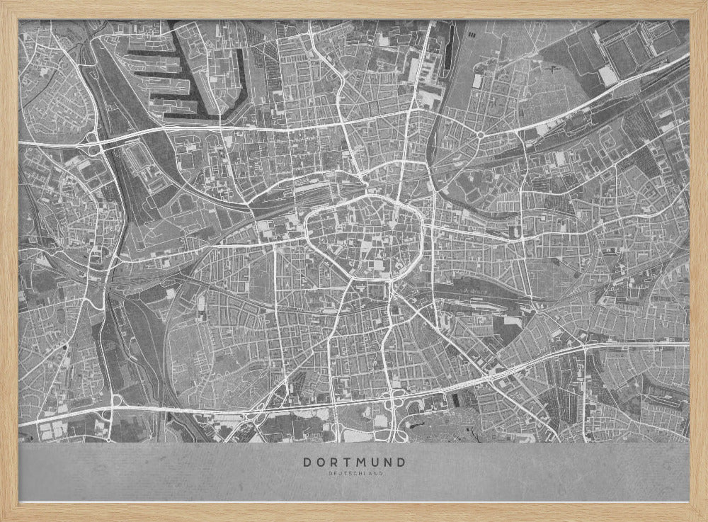 Gray vintage map of Dortmund Germany Poster