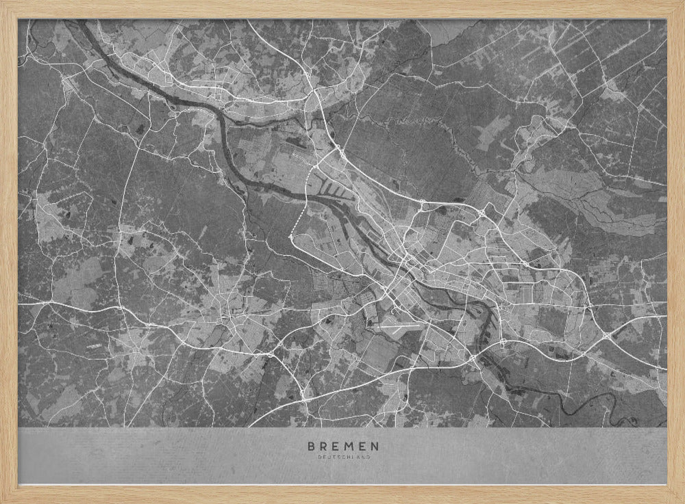 Gray vintage map of Bremen Germany Poster