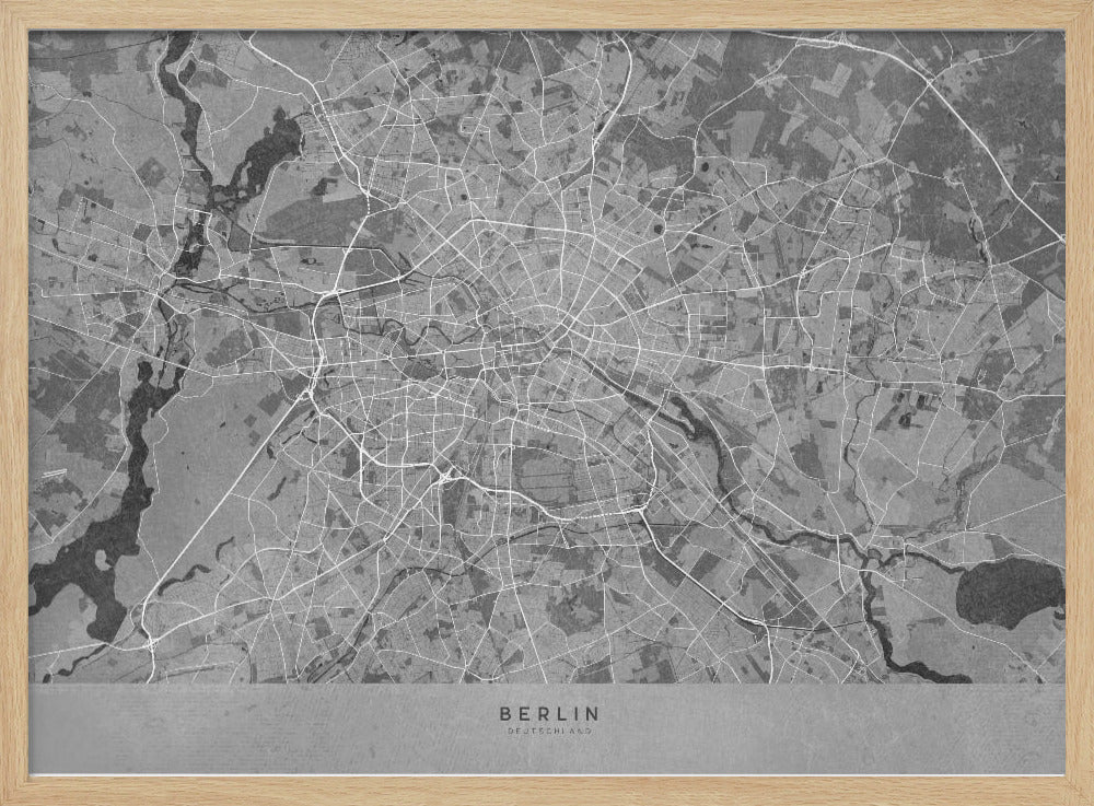 Gray vintage map of Berlin in Germany Poster