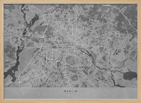 Gray vintage map of Berlin in Germany Poster