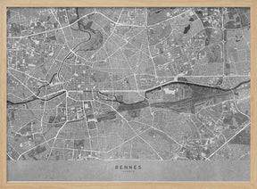 Gray vintage map of Rennes France Poster