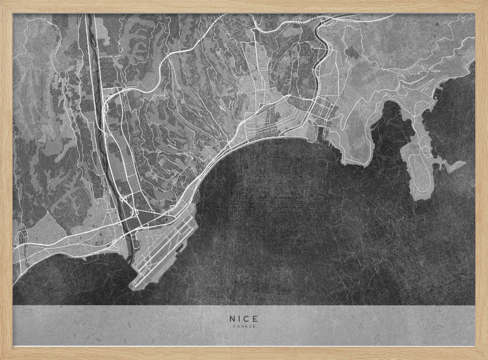 Gray vintage map of Nice France Poster