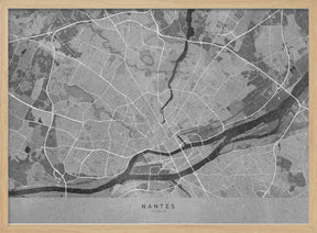 Gray vintage map of Nantes France Poster