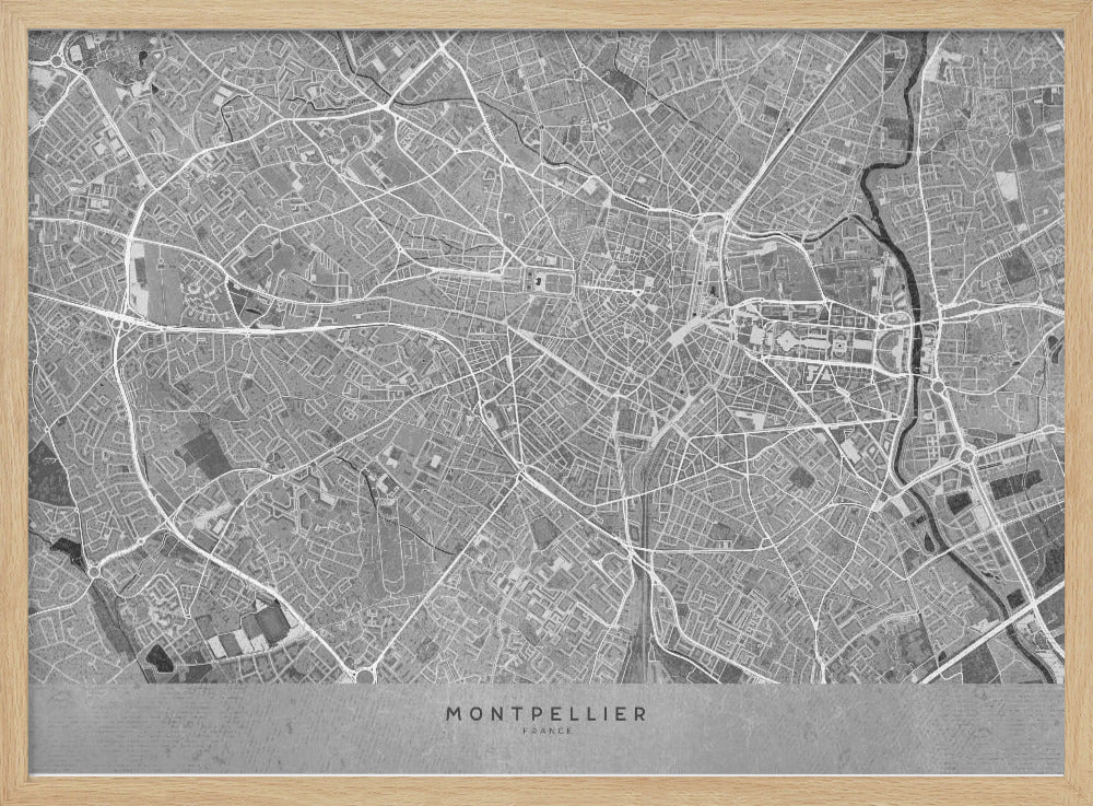 Gray vintage map of Montpellier France Poster