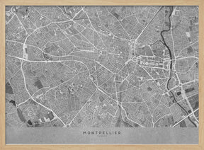 Gray vintage map of Montpellier France Poster