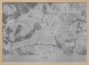 Gray vintage map of Lille France Poster