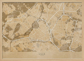 Sepia vintage map of Lille France Poster