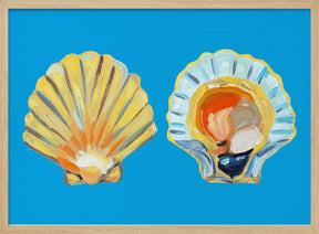 Scallops On Blue Poster