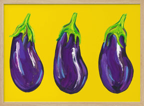 Aubergines On Yellow Poster