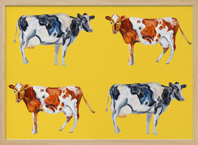 Cow Art On Yellow Poster