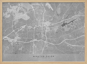 Map of Winston Salem (NC, USA) in gray vintage style Poster