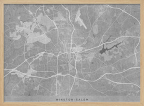 Map of Winston Salem (NC, USA) in gray vintage style Poster