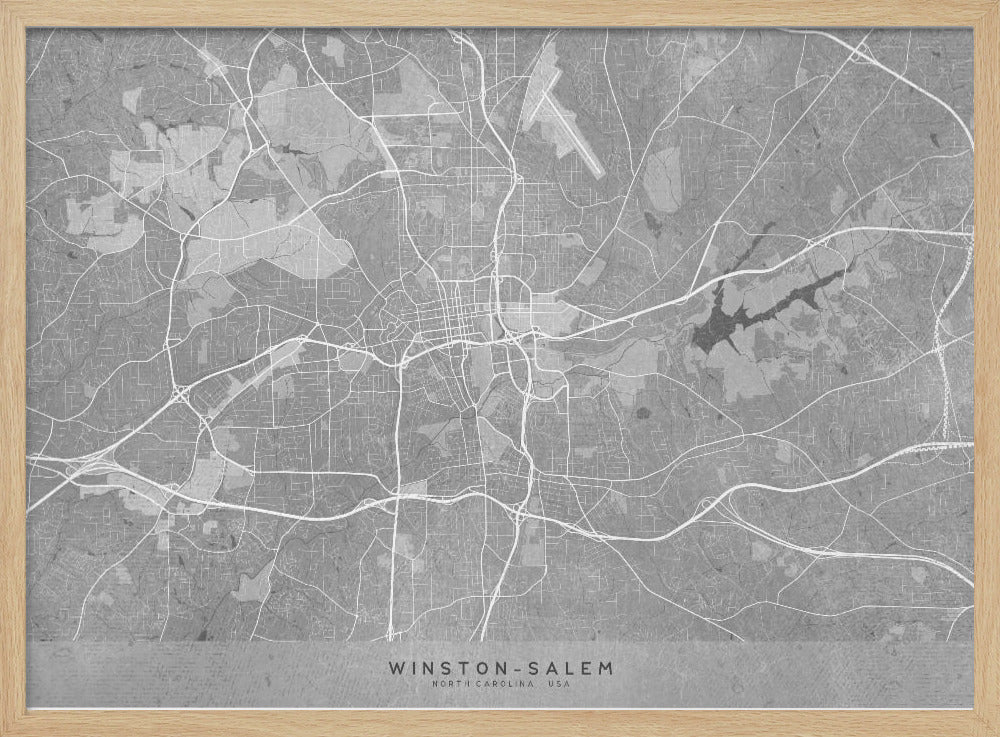 Map of Winston Salem (NC, USA) in gray vintage style Poster