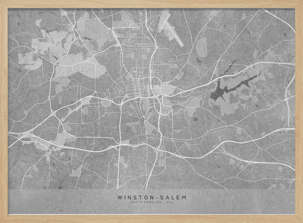 Map of Winston Salem (NC, USA) in gray vintage style Poster