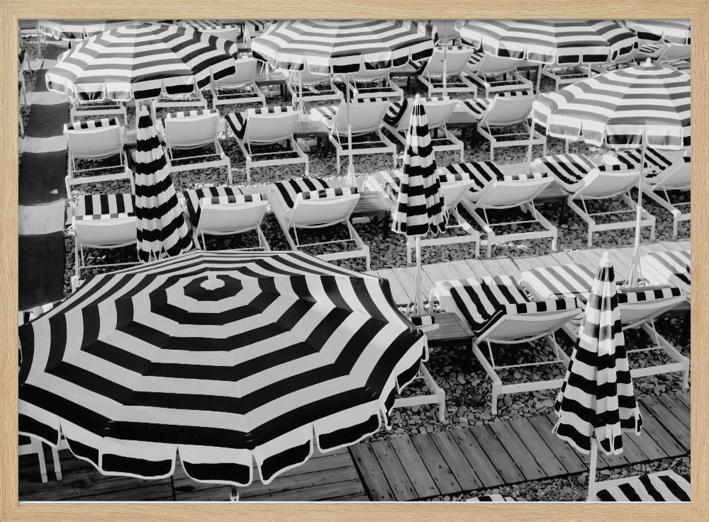Black and White Beach Umbrellas II Poster