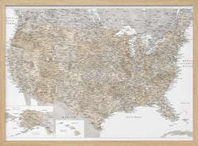 Highly detailed map of the United States and Canada Poster