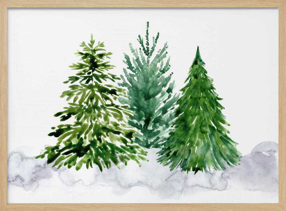 Three watercolor pine trees Poster