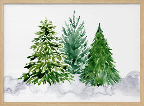 Three watercolor pine trees Poster