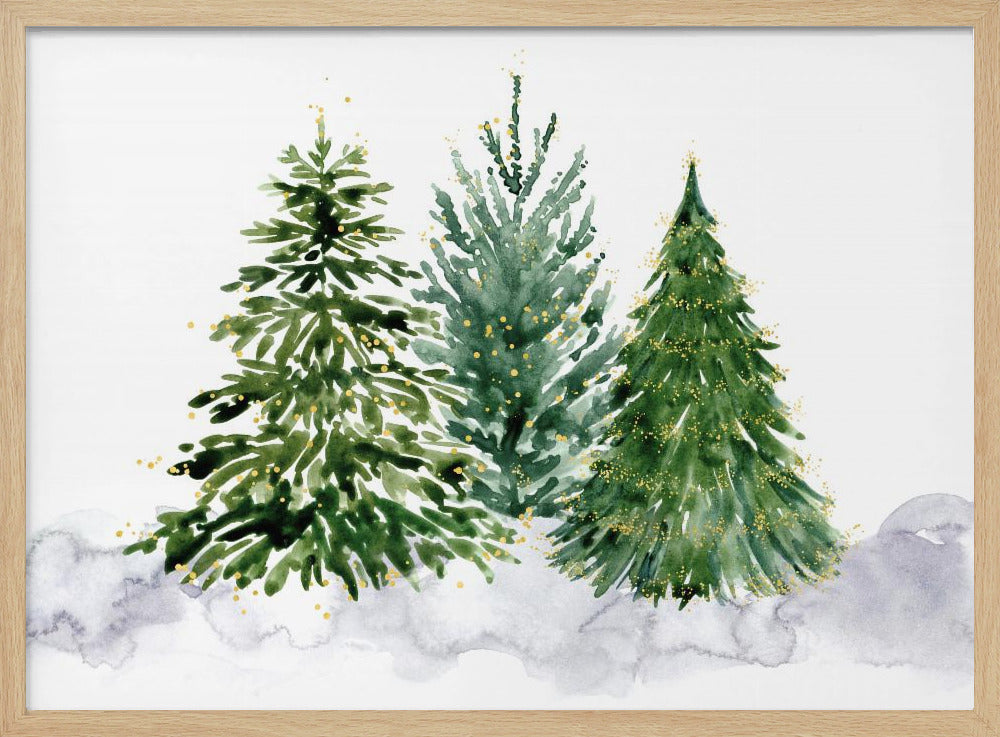 Three watercolor Christmas trees Poster