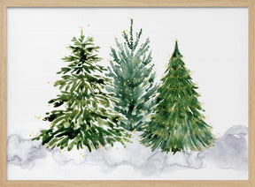 Three watercolor Christmas trees Poster