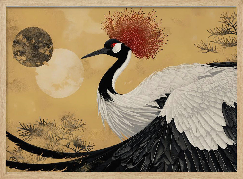 Abstract red-crowned crane Poster