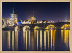 Night impression of Charles Bridge with Old Town Bridge Tower Poster