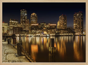 BOSTON Fan Pier Park &amp; Skyline at night Poster