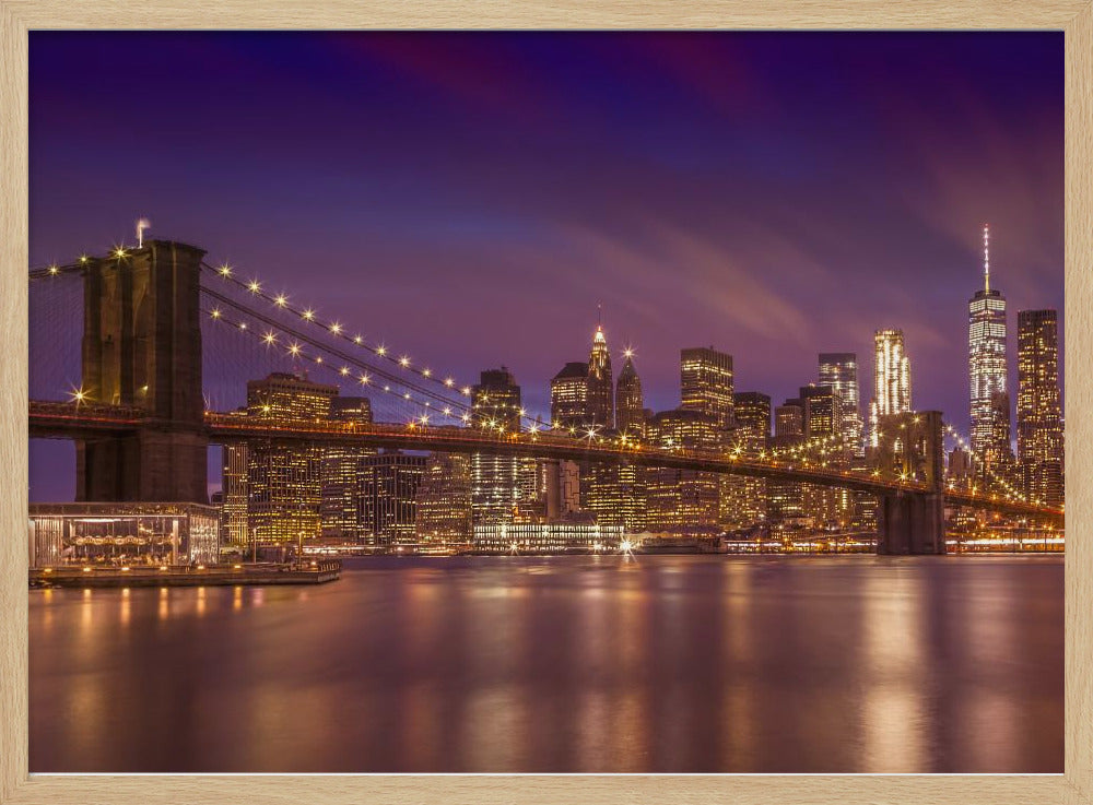 BROOKLYN BRIDGE New York City Sunset Poster