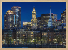 BOSTON Evening Skyline of North End &amp; Financial District Poster