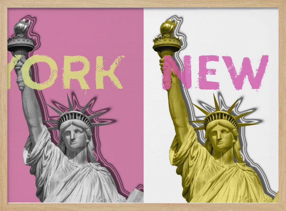 POP ART Statue of Liberty | pink &amp; yellow Poster