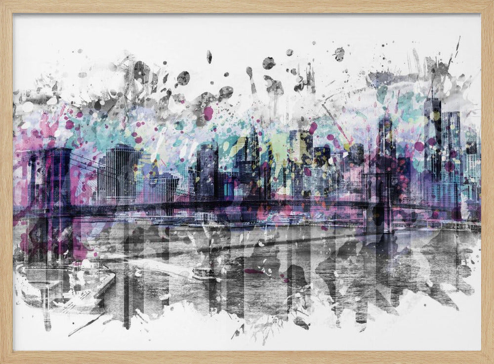 Modern Art NEW YORK CITY Skyline | Splashes Poster