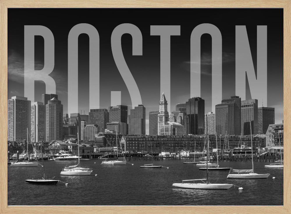 BOSTON Skyline Monochrome Poster