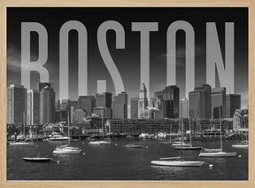 BOSTON Skyline Monochrome Poster