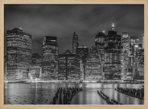 NEW YORK CITY Monochrome Nightscape | Panoramic Poster