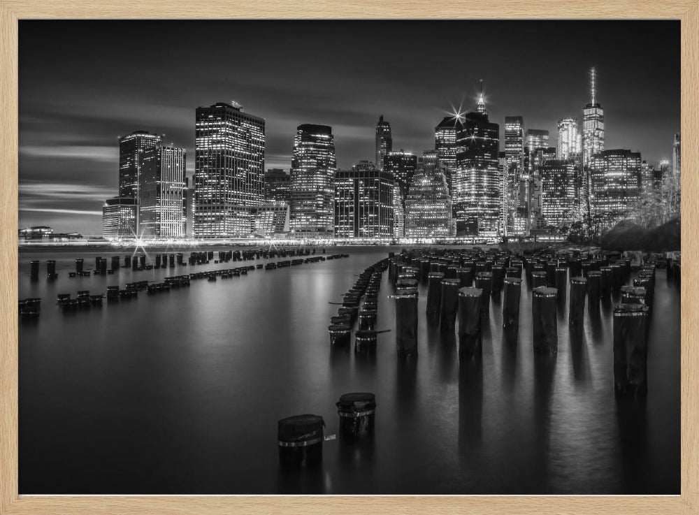 Manhattan Monochrome Skyline after Sunset Poster