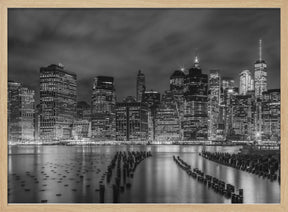 NEW YORK CITY Monochrome Night Impressions - Panoramic Poster