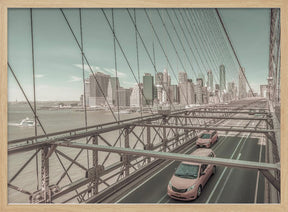 Brooklyn Bridge View with traffic | urban vintage style Poster