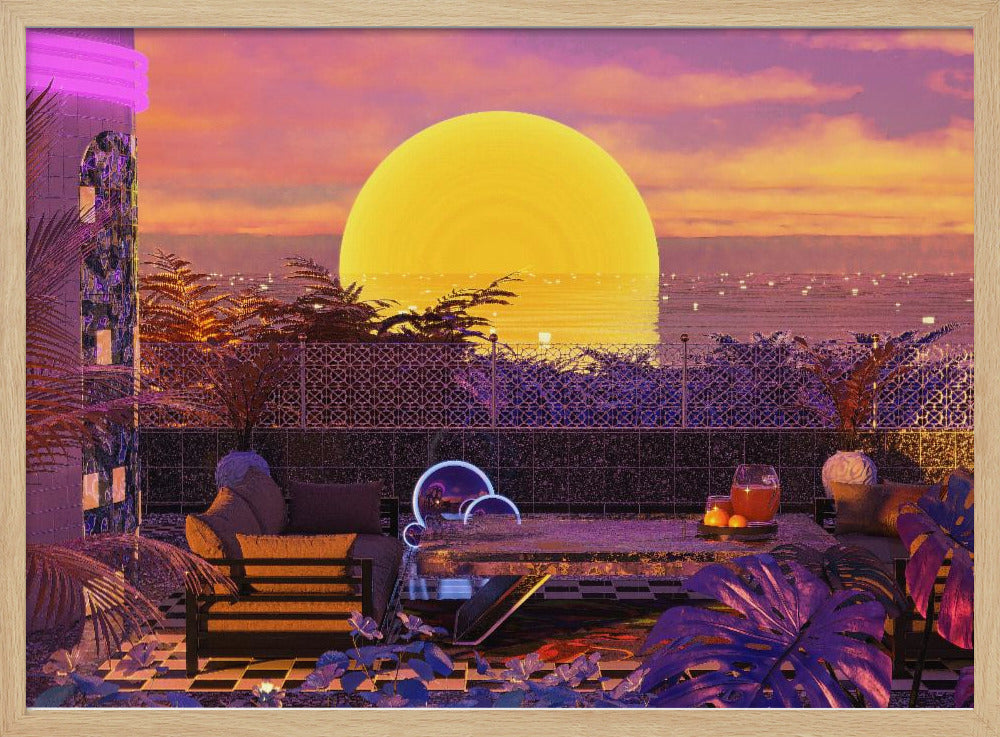 Retro Futurism Vaporwave Sunset Poster