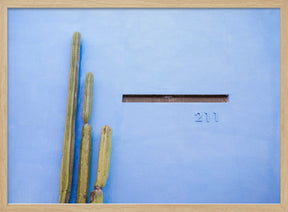 Tall Cacti on Blue | Oaxaca Mexico Travel Poster