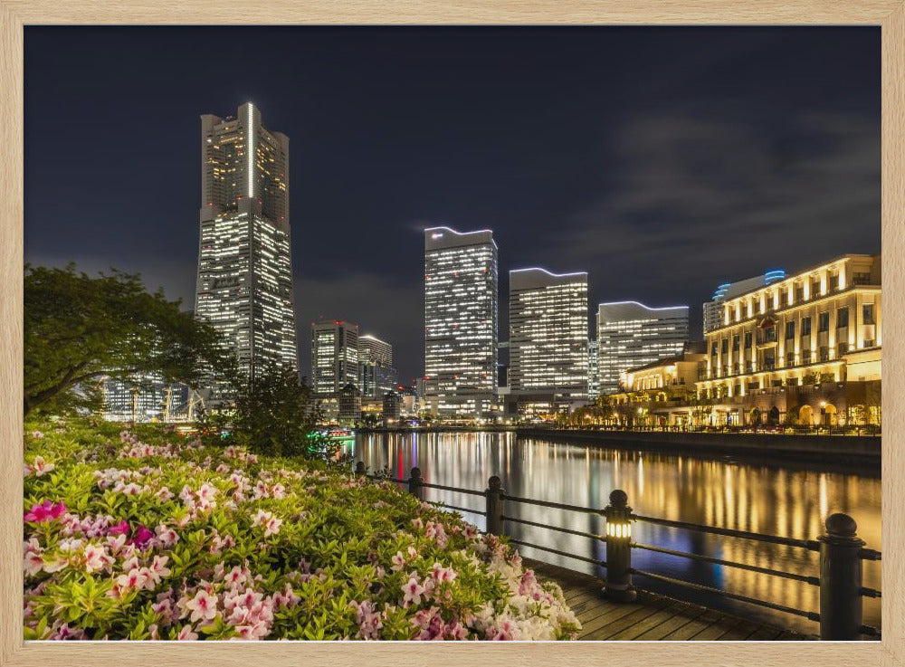 Idyllic Yokohama skyline at night Poster