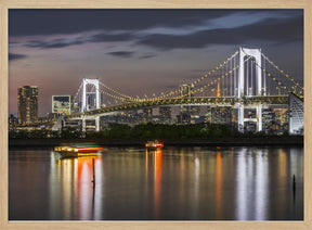 Charming Rainbow Bridge and Tokyo Skyline at sunset - Panorama Poster