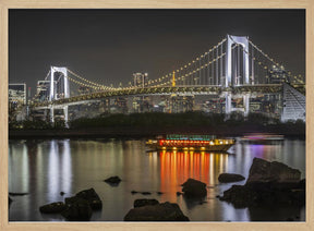 Gorgeous Rainbow Bridge with Tokyo Skyline in the evening Poster