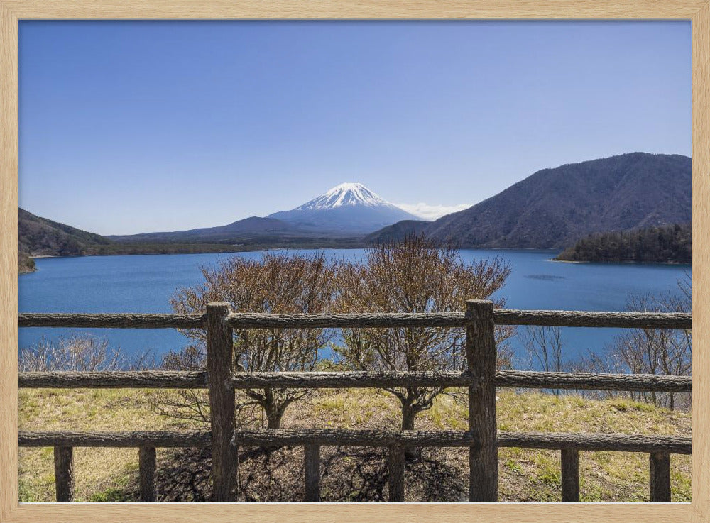 Picturesque Lake Motosu with Mount Fuji Poster