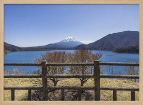 Picturesque Lake Motosu with Mount Fuji Poster