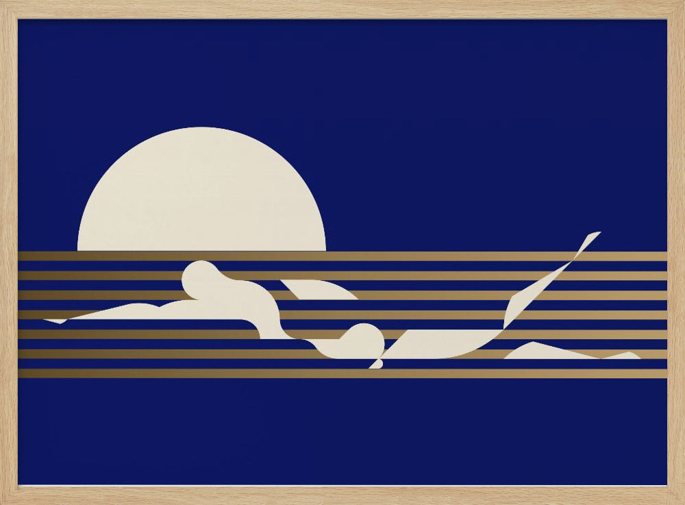 Swimmer Horizontal / Blue Poster