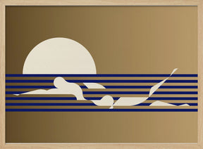 Swimmer Horizontal / Gold Poster