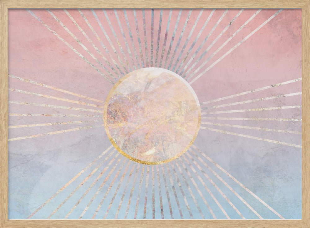 Landscape Boho sun ombre pink blue Poster