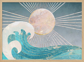 Landscape Sun waves blue Poster